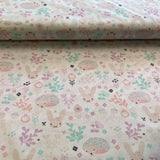 Bunnies and hedgehogs in soft pastel colors