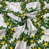 Green wreaths with yellow accents