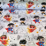 Superheroes, white background