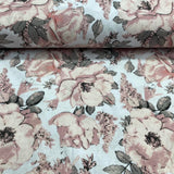 Peonijas, balts pamats, flanelis