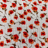 Poppies on a milky white base, muslin