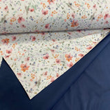 Softshell audums - digitāla ziedu apdruka, balts pamats