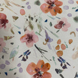 Softshell audums - digitāla ziedu apdruka, balts pamats