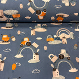 Traktori un buldozeri, zils pamats