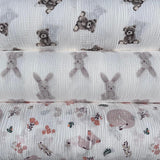 Deer and flowers on a milky white background, muslin