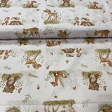 Lācēns, stirna un lapsiņa, balts pamats