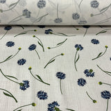 Milky white muslin with cornflowers