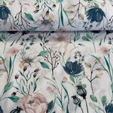 Ziedu apdruka, balts pamats