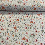 Softshell audums - digitāla ziedu apdruka, balts pamats