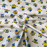 Poplīns minjoni - balts pamats