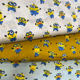 Poplīns minjoni - balts pamats