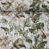 Exotic birds in leaves, white background