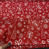 Stilizēta apdruka - dāvaniņas uz sarkana pamata