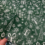 Stilizēta apdruka - dāvaniņas uz zaļa pamata