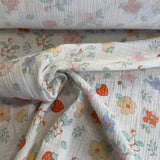 Flowers and strawberries, milky white base tone