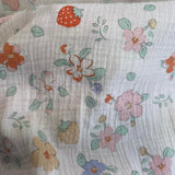 Flowers and strawberries, milky white base tone